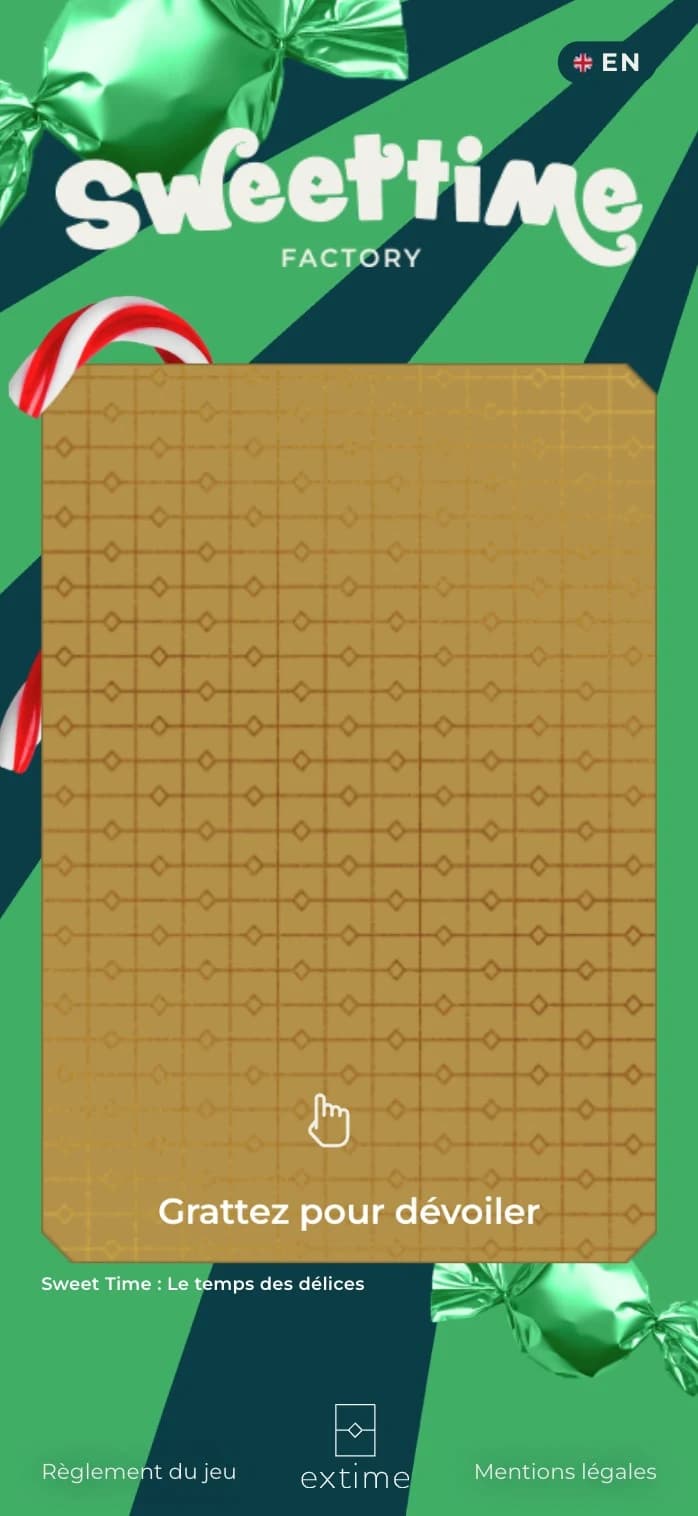 Jeu à gratter virtuel — Sweetime Factory — étape 02 Flip de carte